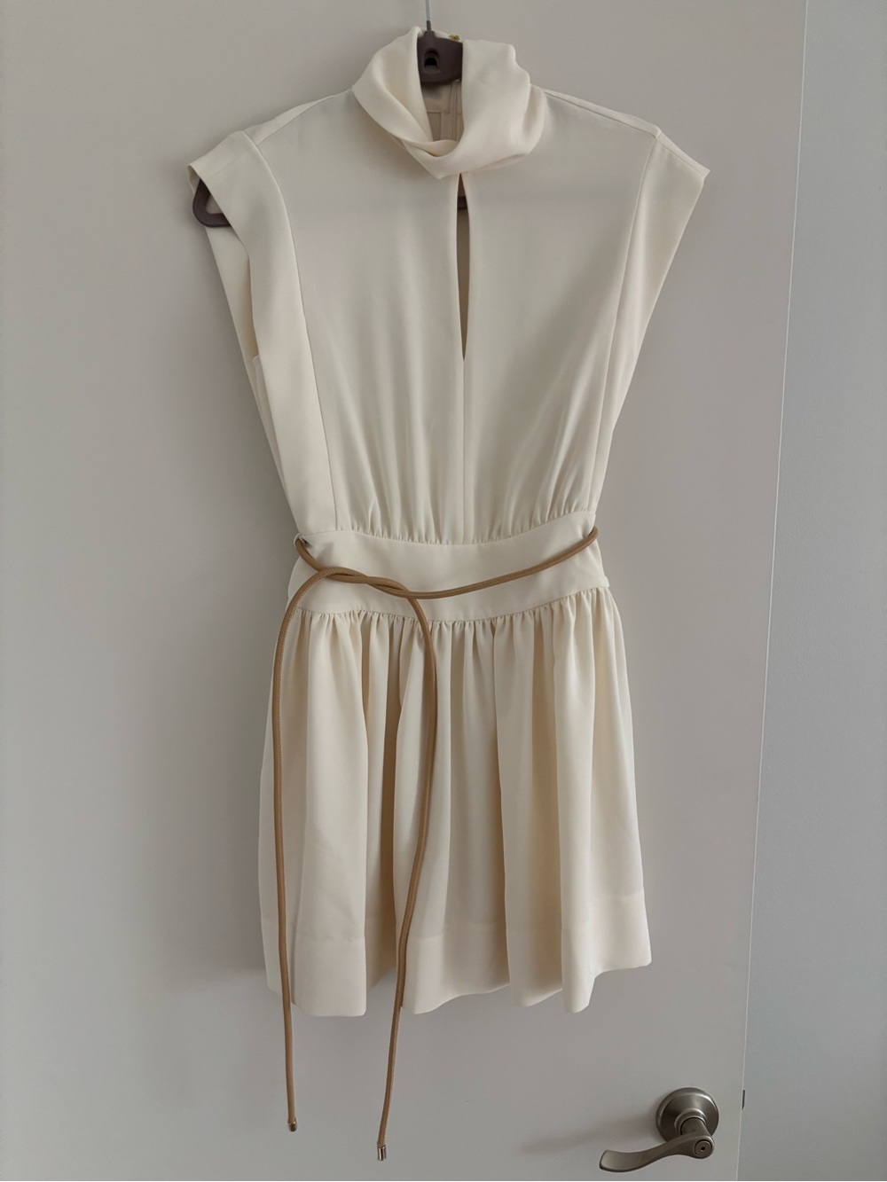 Zimmermann Cream Mini Dress with Tan Belt